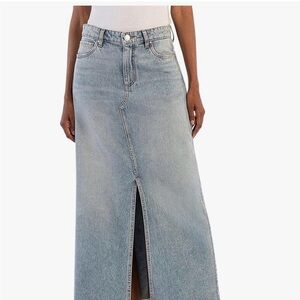 KUT from the Kloth Women's Brea-Long Skirt with Front Slit and Fray Hem Size 10